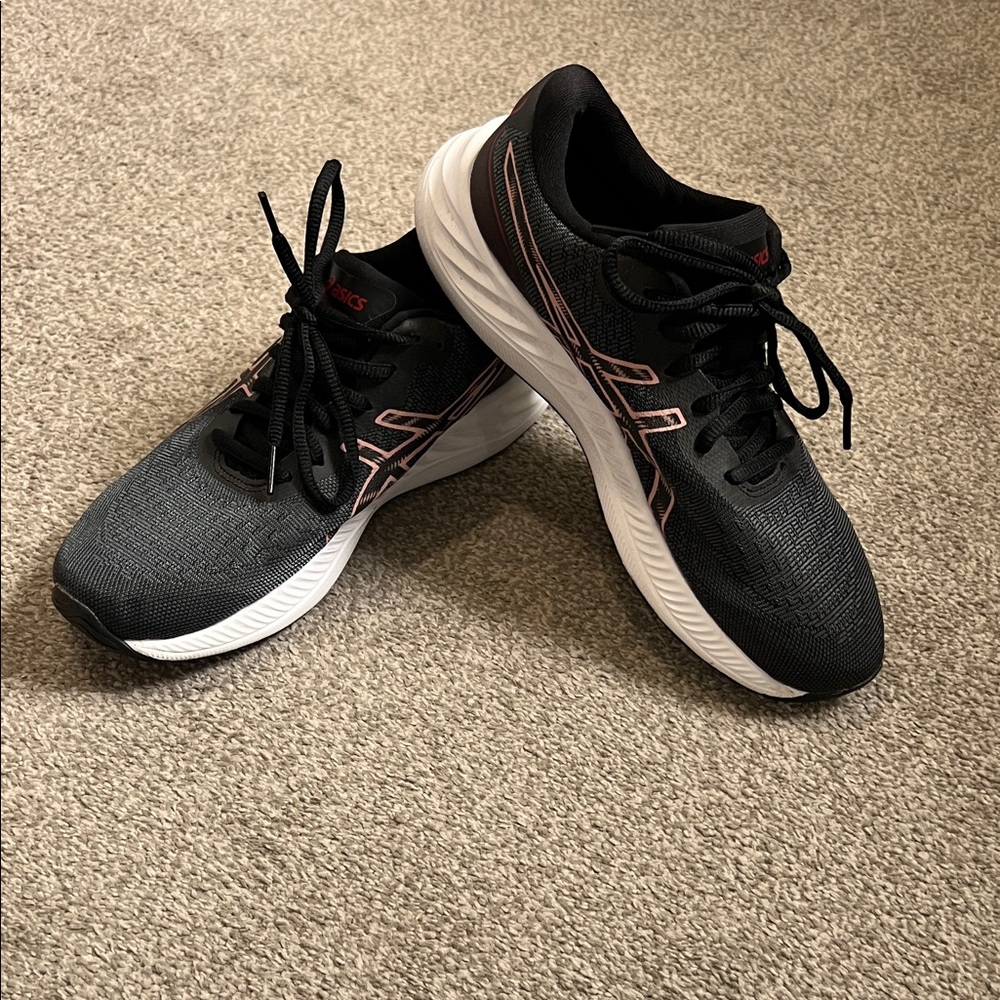 Asics Black and Pink Running Shoes